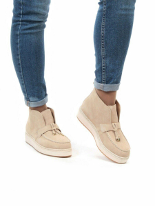 01-5172-5 BEIGE Ботинки женские демисезонные (натуральная замша, байка)