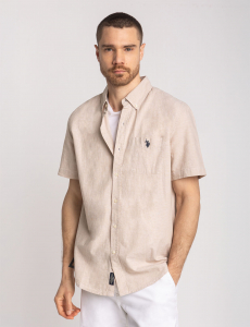SHORT SLEEVE SOFT LINEN BLEND SHIRT