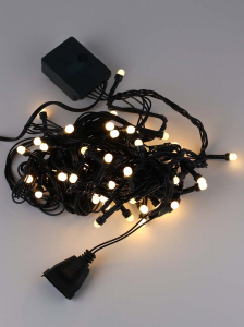 Гирлянда крупный диод 70 LED 8 м зелёный провод тёпло-белая