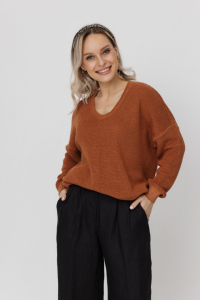 Джемпер из льна 4-262 красная глина