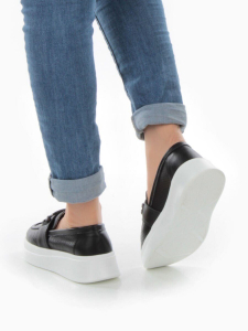 03-PDD169-6 BLACK/WHITE Полуботинки женские (натуральная кожа)