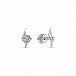 Серьги с фианитом родированные серебро 925*