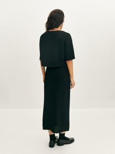 Юбка-миди на запах с эффектом жатости