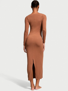 Ribbed Modal Long-Sleeve Slip Dress