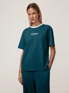 Хлопковая футболка с кантом и принтом