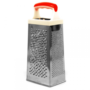 Терка из нержавеющей стали четырехгранная пластмассовая ручка 23,5см, основание 10х7,5см 