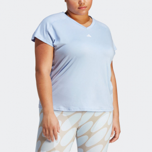 women's  aeroready train essentials minimal branding v-neck tee (plus size)