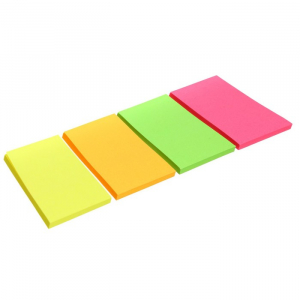 Набор 4 блока с липким краем 38мм. х 51 мм., 50 листов, х 4 цвета, флуоресцентные цвета