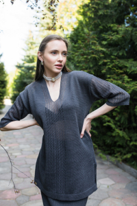 Джемпер из льна 4-293 графит