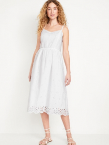 Fit & Flare Eyelet Midi Dress