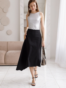 Асимметричная юбка из плотной эластичной ткани из хлопка с нейлоном