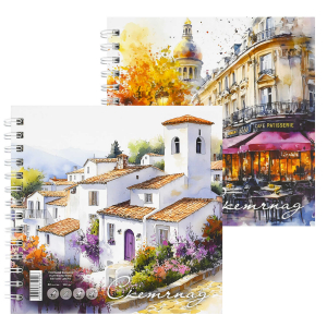 Альбом для рисования (Скетчпад) 195x195 мм, 80 л, перевёртыш, арт. 71630 АКВАРЕЛЬ/ блок - белый офсет 100 г/м?, обложка - полноцветная печать, твёрдый переплёт на гребне, матовая ламинация,