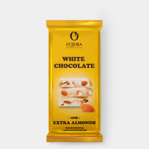 «O'Zera», шоколад White and Extra Almond, 90 г
