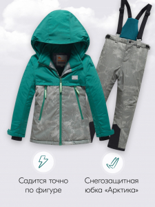 Горнолыжный костюм зимний для девочки зеленого цвета 9422Z