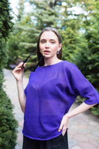 Джемпер из льна 4-254 фиолетовый