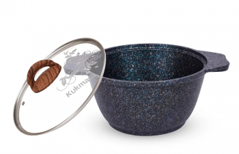 Кастрюля 1л со стекл. кр. АП "Granit ultra" (blue) кгг12а