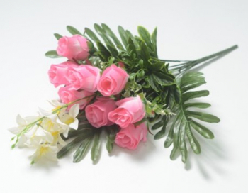 Искусственные цветы, Ветка в букете бутон розы с люпинами (1010237)