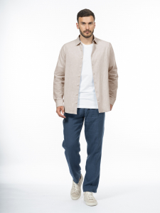 Рубашка regular из хлопка и льна