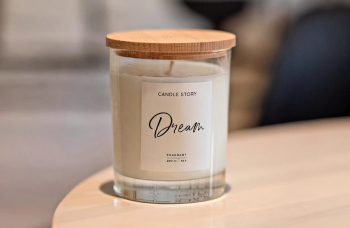 Свеча из натурального соевого воска с хлопковым фитилем и декоративной деревянной крышкой, аромат 