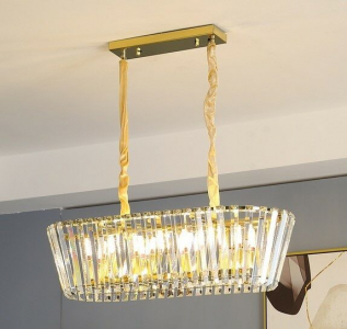 299-257 Люстра длина 80 см, ширина 35 см, выс. 22 см(х1)Кристаллы, нержавеющая сталь