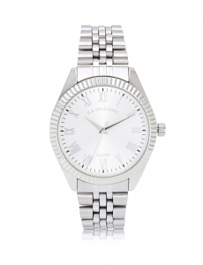 MENS SILVER TONE FIVE LINK ANALOG WATCH