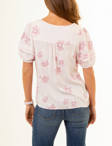 VOLUME SLEEVE FLORAL TOP