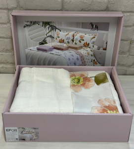 КПБ EFOR COTTONI с вафельным покрывалом 220*240, крем (АС-01)