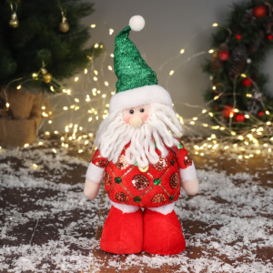 Игрушка мягкая «Дед Мороз в сияющем костюме» 34?17 см, красно-зелёный