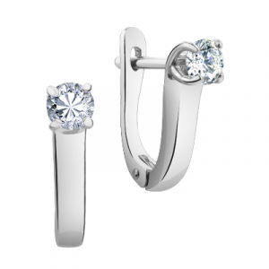 Серьги с муассанитом родированные серебро 925*