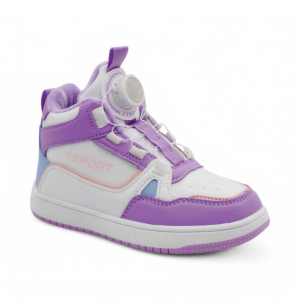 Кроссовки высокие демисезонные А7776-19 бело фиолетовые