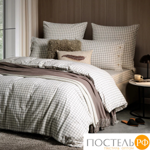 PRIME PRIVE ВАЛЬБО бел/черн (клетка) КПБ 145х205-1/180х220-1/50х70-2, 4 пр., хл.