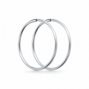 Серьги родированные сеч.круг 1,3 d-30 мм серебро 925*