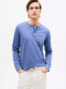 Long-Sleeve Pocket Henley Shirt
