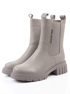 04-PAM370-3Z GRAY/BEIGE Ботинки зимние женские (натуральная кожа, 100% шерсть)