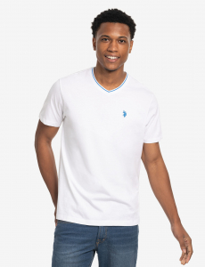 TIPPED V-NECK JERSEY T-SHIRT