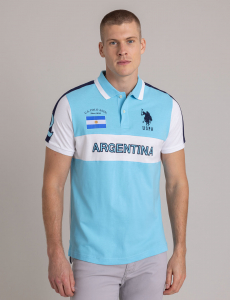 ARGENTINA COLOR BLOCK PIQUE POLO SHIRT