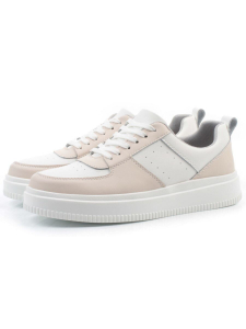 03-YJ425-1 WHITE/BEIGE Полуботинки спортивные женские (натуральная кожа)