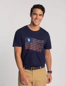 GRAPHIC FLAG PRINT JERSEY T-SHIRT
