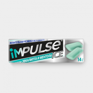 «Impulse ICE», жевательная резинка со вкусом эвкалипта и ментола, 14 г (упаковка 30 шт)