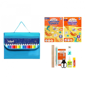 Папка для труда А4, с ручками, раскладная на липучке, текстильная, 10 предметов 