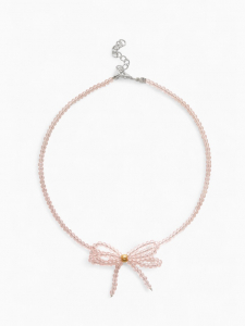 Чокер «Хрустальный бантик», розовый в золоте, 37 см + 5 см доп, цепочка