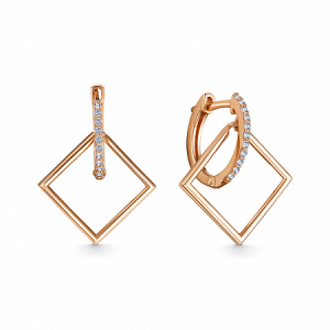 Серьги с фианитом позолоченные серебро 925*