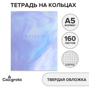 Тетрадь на кольцах A5 160 листов в клетку Calligrata «Мрамор», обложка 7БЦ, без вырубки под кольца, блок офсет