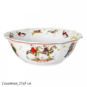 305-176 Салатник 23сх8м НОВЫЙ ГОД в под.уп.(х18)Фарфор