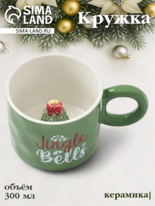 Кружка новогодняя «Ёлочка», 300 мл, керамика, зелёная