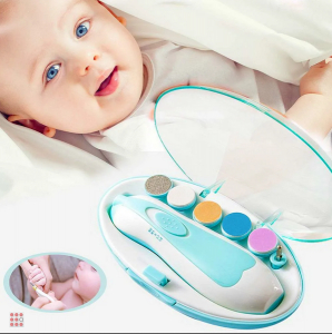 Детский триммер для ногтей пилка 6 насадок,свет, Baby Nail Trimmer