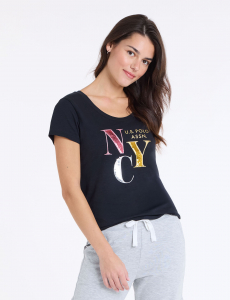 NYC SEQUINS SEMI SCOOP JERSEY T-SHIRT