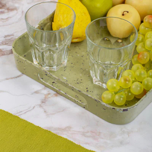 Поднос прямоугольный STONE зеленый 33х26см