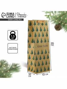 Пакет подарочный под бутылку новогодний «С Новым годом», 13?35?10 см