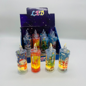 Новогодний декор - Ночник LED - Свеча с картинкой 12 шт в уп 16 см (арт. 009)